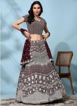 Gerogette Maroon Wedding Wear Embroidery Work Readymade Lehenga Choli